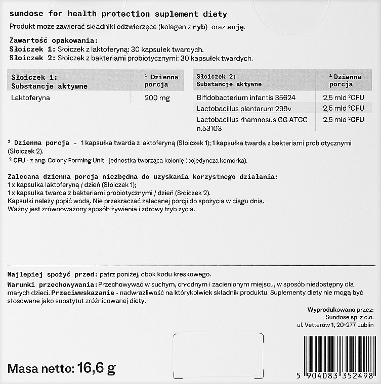 Zestaw suplementów Health Protection - Sundose Suplement Diety — Zdjęcie N2