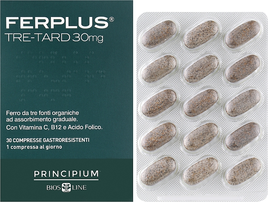 Suplement diety FerPlus potrójne działanie - BiosLine Principium FerPlus Tre-Tard — Zdjęcie N2