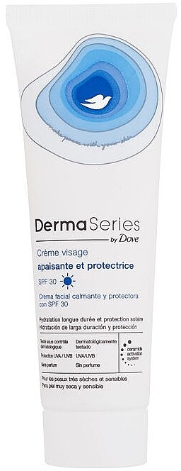 Nawilżający krem do twarzy na dzień - Dove DermaSeries Soothing And Protective Face Cream SPF30 — Zdjęcie N1