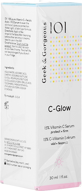 PRZECENA! Antyoksydacyjne serum z 15% witaminą C - Geek & Gorgeous C-Glow 15% Vitamin C Serum * — Zdjęcie N1