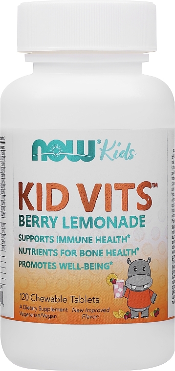 Kompleks witaminowo-mineralny Kid Vits Berry Lemonade, 120 tab. - Now Foods — Zdjęcie N1