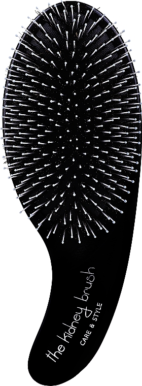 Szczotka masująca do włosów, z mieszanym włosiem - Olivia Garden Kidney Brush Care & Style (black) — Zdjęcie N1
