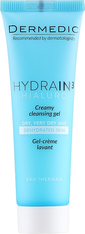 PREZENT! Kremowy żel do mycia skóry odwodnionej, suchej i bardzo suchej - Dermedic Hydrain 3 Hialuro Creamy Cleansing Gel — Zdjęcie N1