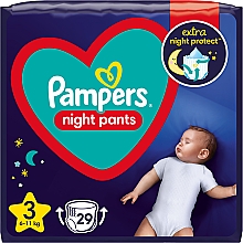 Pieluchomajtki Night Pants rozmiar 3 (6-11 kg), 29 szt. - Pampers — Zdjęcie N1