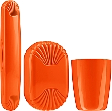 Zestaw podróżny, pomarańczowy - Sanel Comfort II (cup/1pcs + toothbrush case/1pcs + soap case/1pcs) — Zdjęcie N1