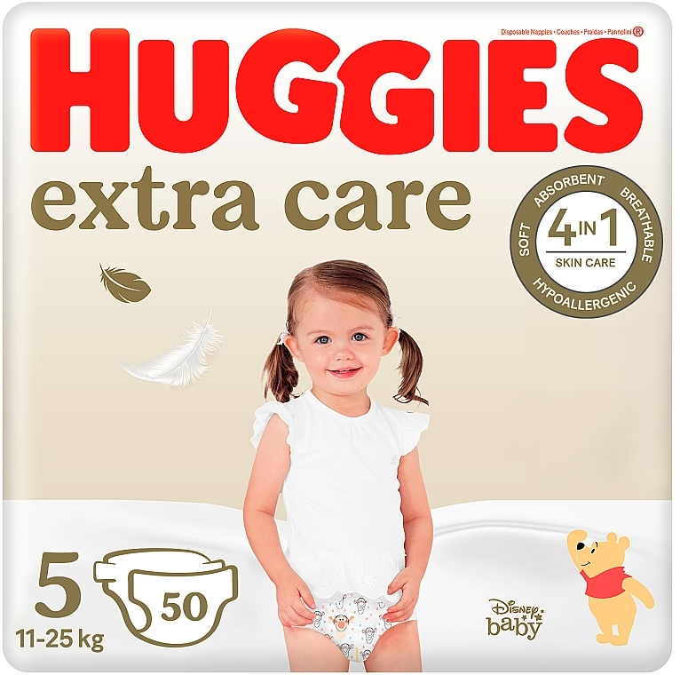 Pieluchy Extra Care rozmiar 5, 11-25 kg, 50 szt. - Huggies — Zdjęcie N1