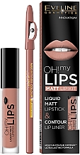 Kup Zestaw: matowa pomadka w płynie i konturówka - Eveline Cosmetics Oh! My Lips (lipstick 4,5 ml + lip/pen 1 g)