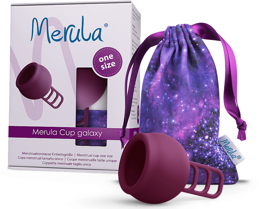 Uniwersalny kubeczek menstruacyjny, fioletowy - Merula Menstrual Cup Galaxy