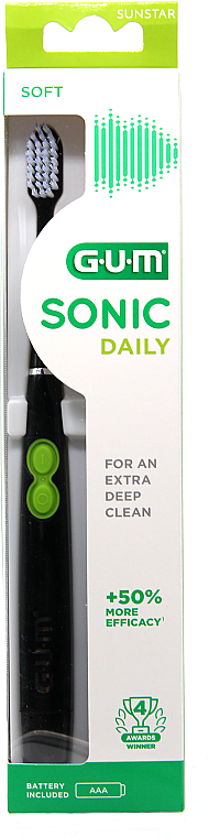 Soniczna szczoteczka do zębów, miękka, czarna - G.U.M Sonic Daily — Zdjęcie N1