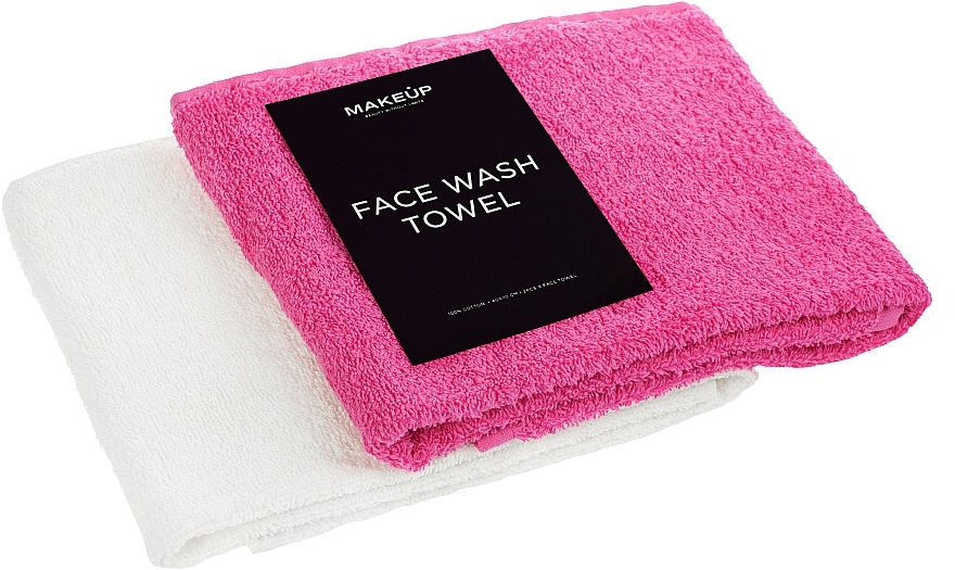 Zestaw ręczników do twarzy, biały i różowy Twins - MAKEUP Face Towel Set Pink + White — Zdjęcie N2