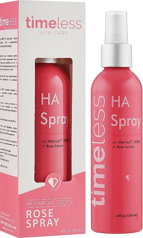 Spray do twarzy i ciała z kwasem hialuronowym i ekstraktem z róży - Timeless Skin Care HA+C Matrixyl 3000 — Zdjęcie N2