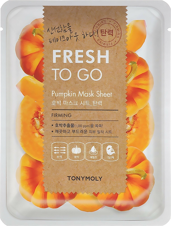 Odświeżająca maska na tkaninie do twarzy z ekstraktem z dyni - Tony Moly Fresh To Go Mask Sheet Pumpkin — Zdjęcie N1