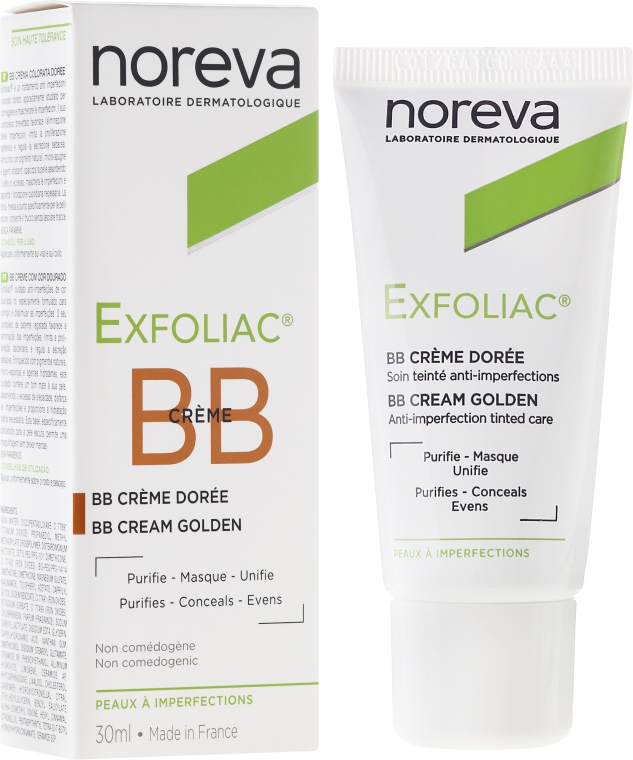 Korygujący krem BB do twarzy przeciwko przebarwieniom do ciemnej cery - Noreva Laboratoires Exfoliac BB Cream Anti-imperfection Tinted Care