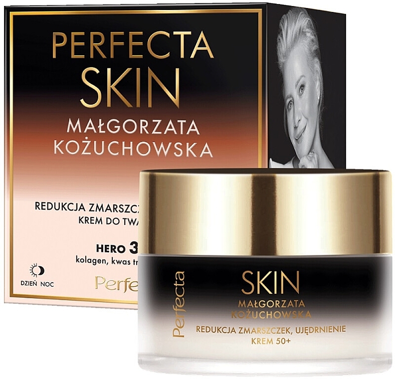 Ujędrniający krem przeciwzmarszczkowy 50+ z peptydami, kolagenem, erytrytolem i prebiotykami - Perfecta Skin — Zdjęcie N1