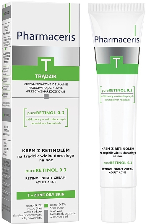 PRZECENA! Krem z retinolem na trądzik wieku dorosłego na noc - Pharmaceris T Trądzik Pure Retinol 0.3 * — Zdjęcie N3