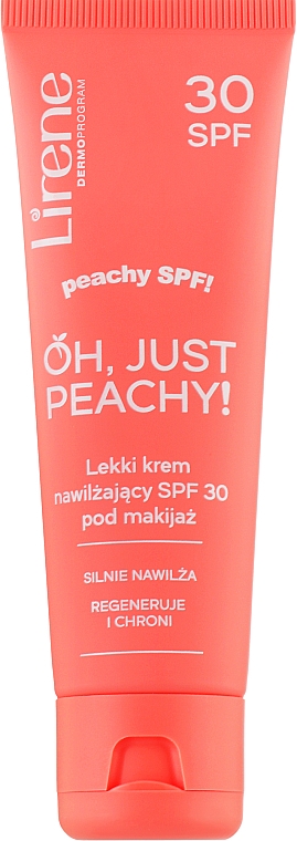 Lekki krem nawilżający pod makijaż Oh, Just Peachy! SPF 30 - Lirene Light Spf 30 Moisturizing Cream Under Make-Up