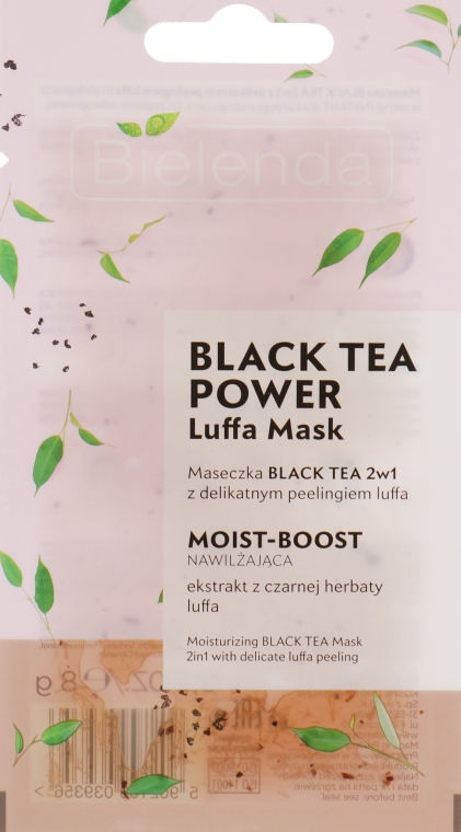 Nawilżająca maseczka z peelingiem 2 w 1 Czarna herbata - Bielenda Black Tea Power Luffa Mask 2in1
