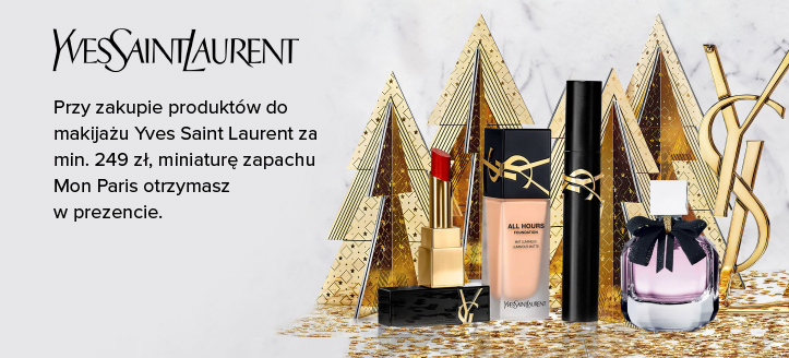 Przy zakupie produktów do makijażu Yves Saint Laurent za min. 249 zł, miniaturę zapachu Mon Paris otrzymasz w prezencie.