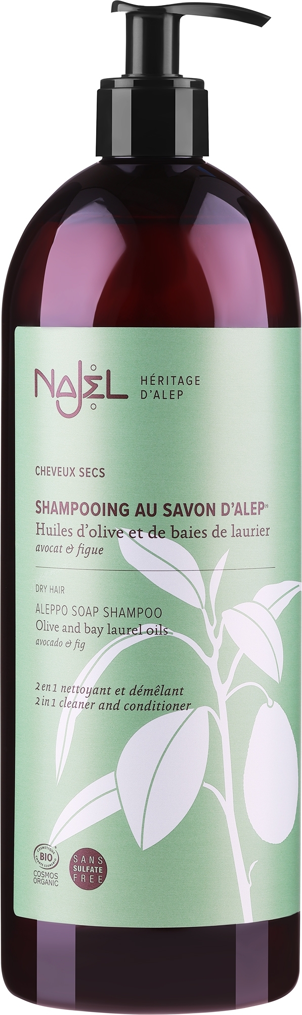 Szampon z odżywką 2 w 1 z mydłem aleppo do włosów suchych - Najel Aleppo Soap Shampoo 2 In 1 Cleaner And Conditioner Dry Hair — Zdjęcie 500 ml