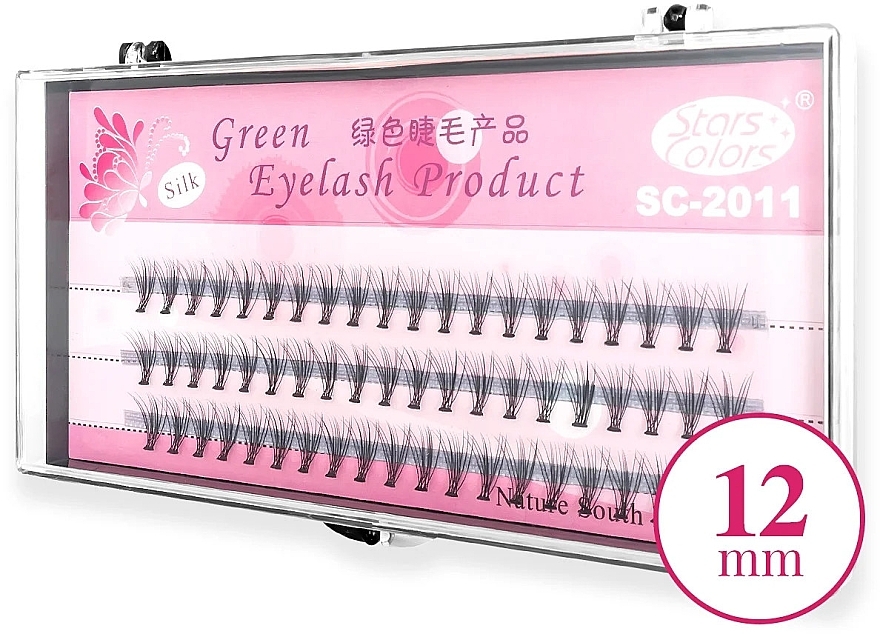 Sztuczne rzęsy, C, 12 mm - Clavier Pink Silk Green Eyelash — Zdjęcie N1