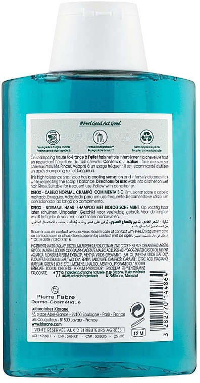 Detoksykujący szampon anti-pollution do włosów narażonych na zanieczyszczenia miejskie - Klorane Anti-Pollution Detox Shampoo With Aquatic Mint — Zdjęcie N2