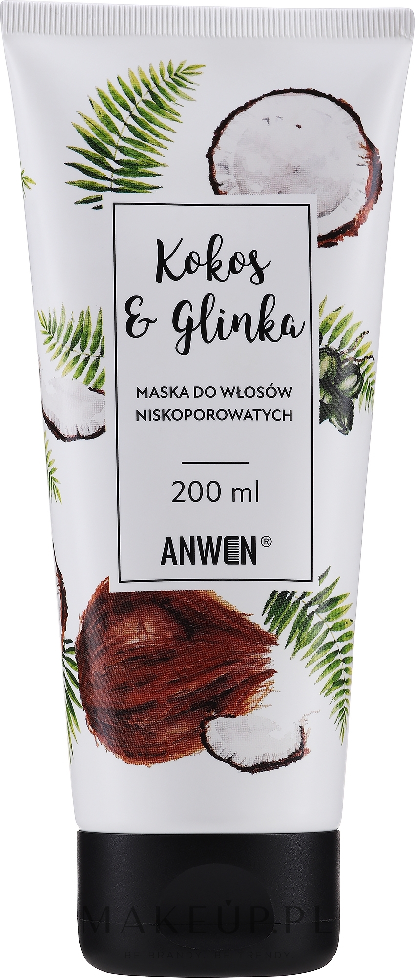 Maska do włosów niskoporowatych (tuba) - Anwen Low-Porous Hair Mask Coconut and Clay — Zdjęcie 200 ml
