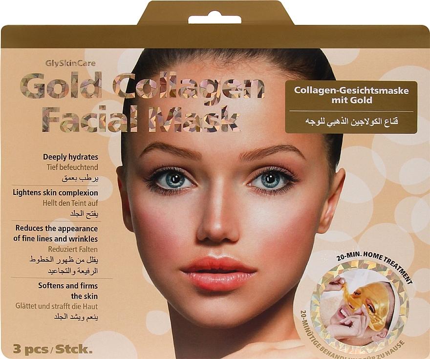 PRZECENA! Kolagenowa maska do twarzy ze złotem - GlySkinCare Gold Collagen Facial Mask * — Zdjęcie N2