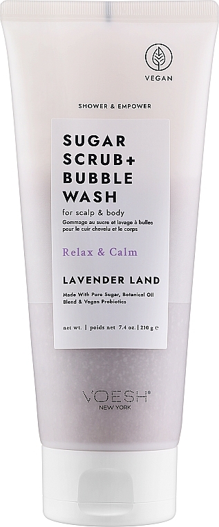 Peeling cukrowy do skóry głowy i ciała Lawenda - Voesh Sugar Scrub+Bubble Wash Lavender Land — Zdjęcie N1