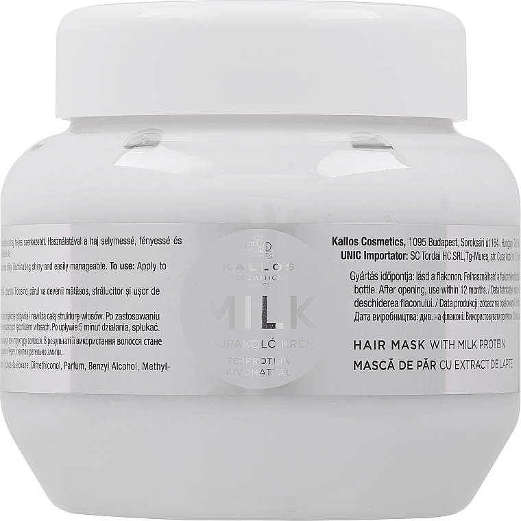Kremowa maska do włosów z proteinami mleka - Kallos Cosmetics Hair Mask With Milk Protein