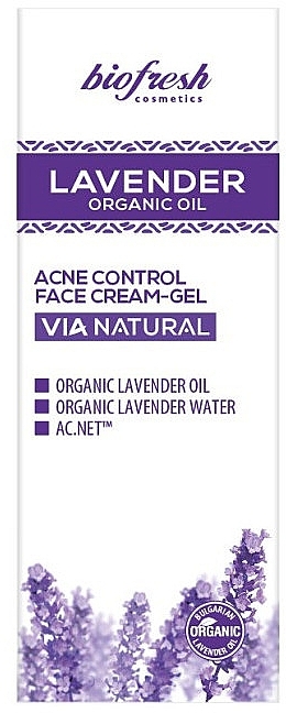 Przeciwtrądzikowy krem-żel do twarzy - BioFresh Lavender Organic Oil Acne Control Face Cream-Gel — Zdjęcie N2