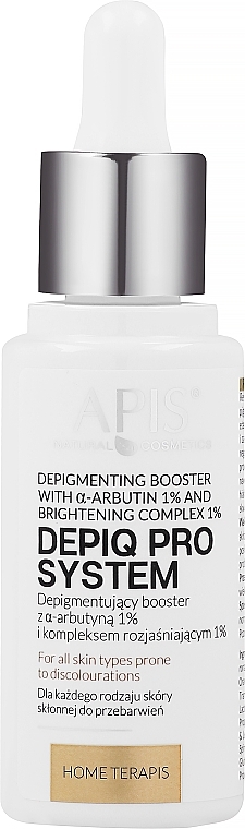 Booster depigmentujący z α-arbutyną 1% i kompleksem rozjaśniającym 1% - APIS Professional Depiq Pro System Depigmenting Booster — Zdjęcie N2