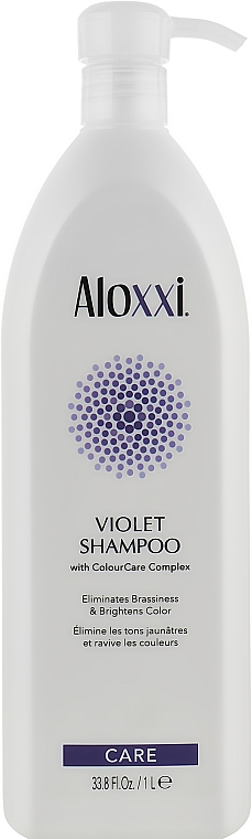 Fioletowy szampon przeciw żółtym tonom - Aloxxi Violet Shampoo — Zdjęcie N3