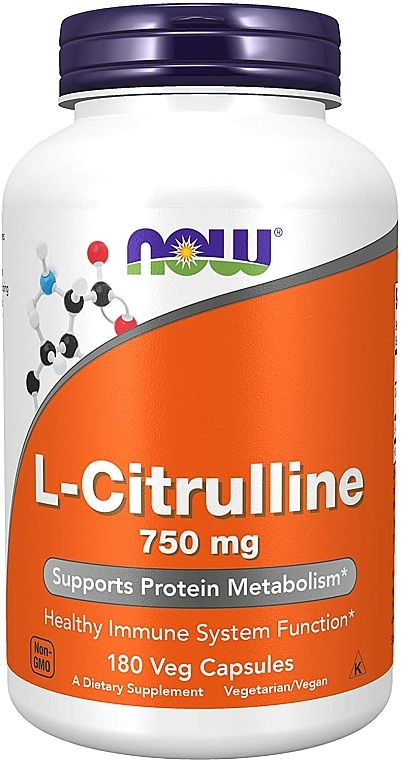 Suplement diety L-cytrulina, 750 mg - Now Foods L-Citrulline Veg Capsules — Zdjęcie N2