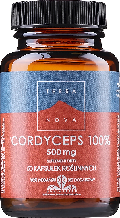 Suplement diety Cordyceps, kapsułki - Terranova Cordyceps 500mg — Zdjęcie N1