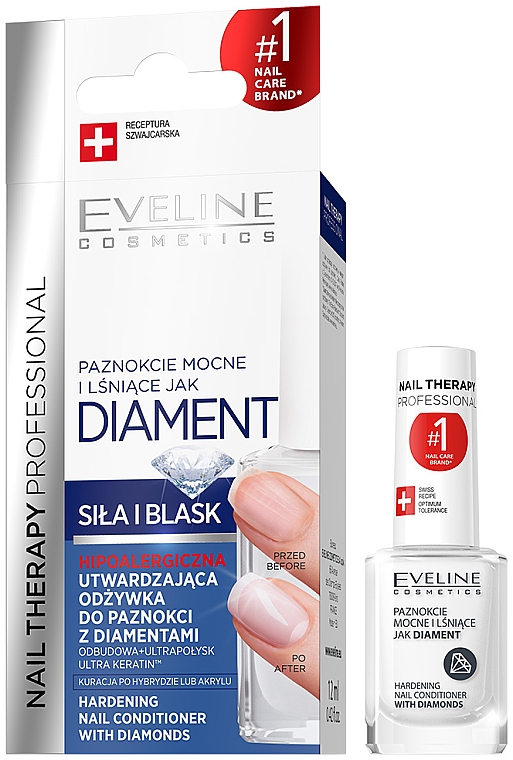Odżywka utwardzająca z diamentami - Eveline Cosmetics Nail Therapy Professional 