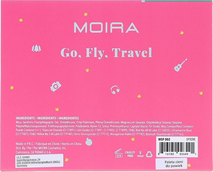 Paleta cieni do powiek - Moira Happy Go, Fly, Travel Shadow Palette — Zdjęcie N3