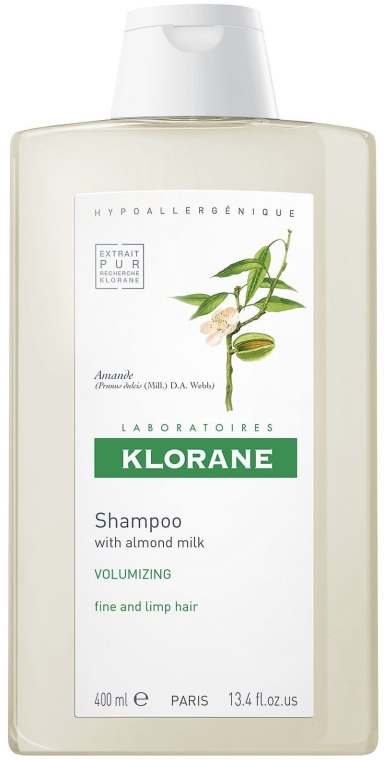 Szampon z mlekiem migdałowym dodający włosom objętości - Klorane Volumising Shampoo with Almond Milk