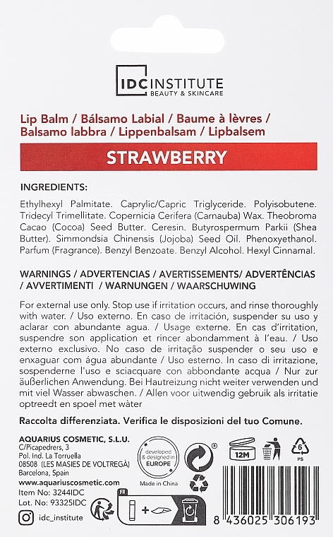 Balsam do ust Truskawka - IDC Institute Lip Balm Strawberry — Zdjęcie N2
