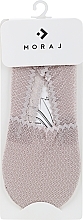 Damskie krótkie skarpetki z koronkowym wykończeniem, beżowe, 1 para - Moraj — Zdjęcie N1