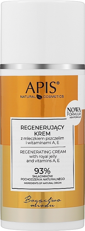 Regenerujący krem do twarzy z mleczkiem pszczelim i witaminami A i E - APIS Professional Wealth of Honey Regenerating Face Cream With Royal Jelly and Vitamins A + E
