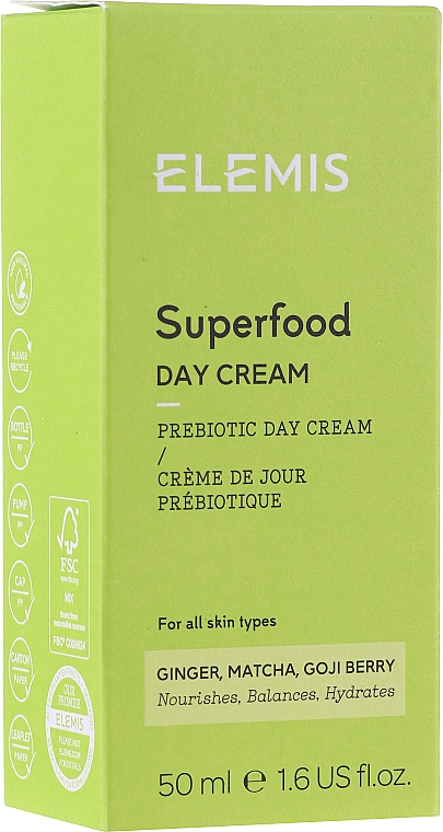 Nawilżający krem do twarzy na dzień Imbir, matcha i jagody goji - Elemis Superfood Day Cream — Zdjęcie N3