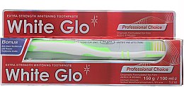 Zestaw: wybielająca pasta do zębów dla aktorów i modelek + zielona szczoteczka - White Glo Professional Choice Whitening Toothpaste (toothpaste/100ml + toothbrush) — Zdjęcie N3
