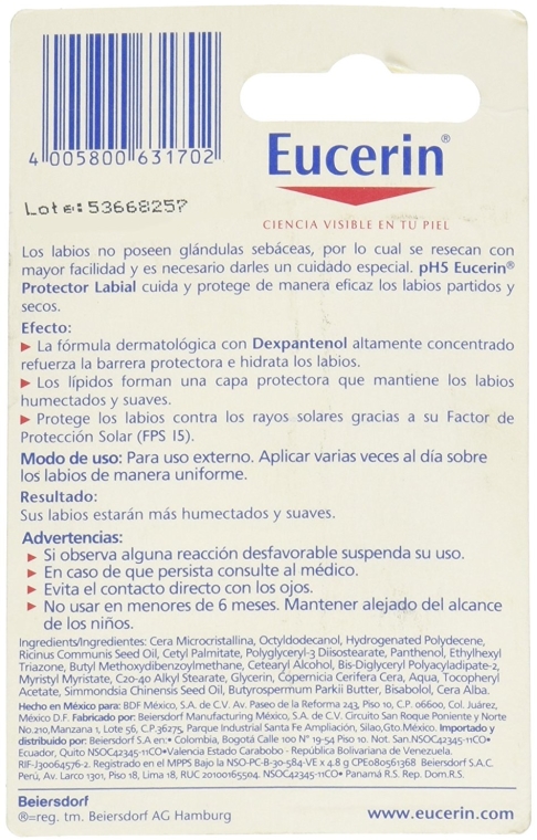 Pomadka do suchej skóry ust - Eucerin pH5 Lip Activ SPF15 — Zdjęcie N3