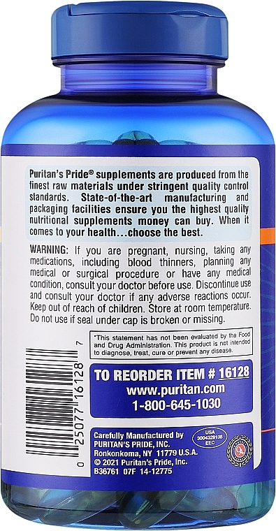 Omega-3, w kapsułkach żelowych - Puritan's Pride Triple Strength Omega-3 Fish Oil 1400mg — Zdjęcie N3