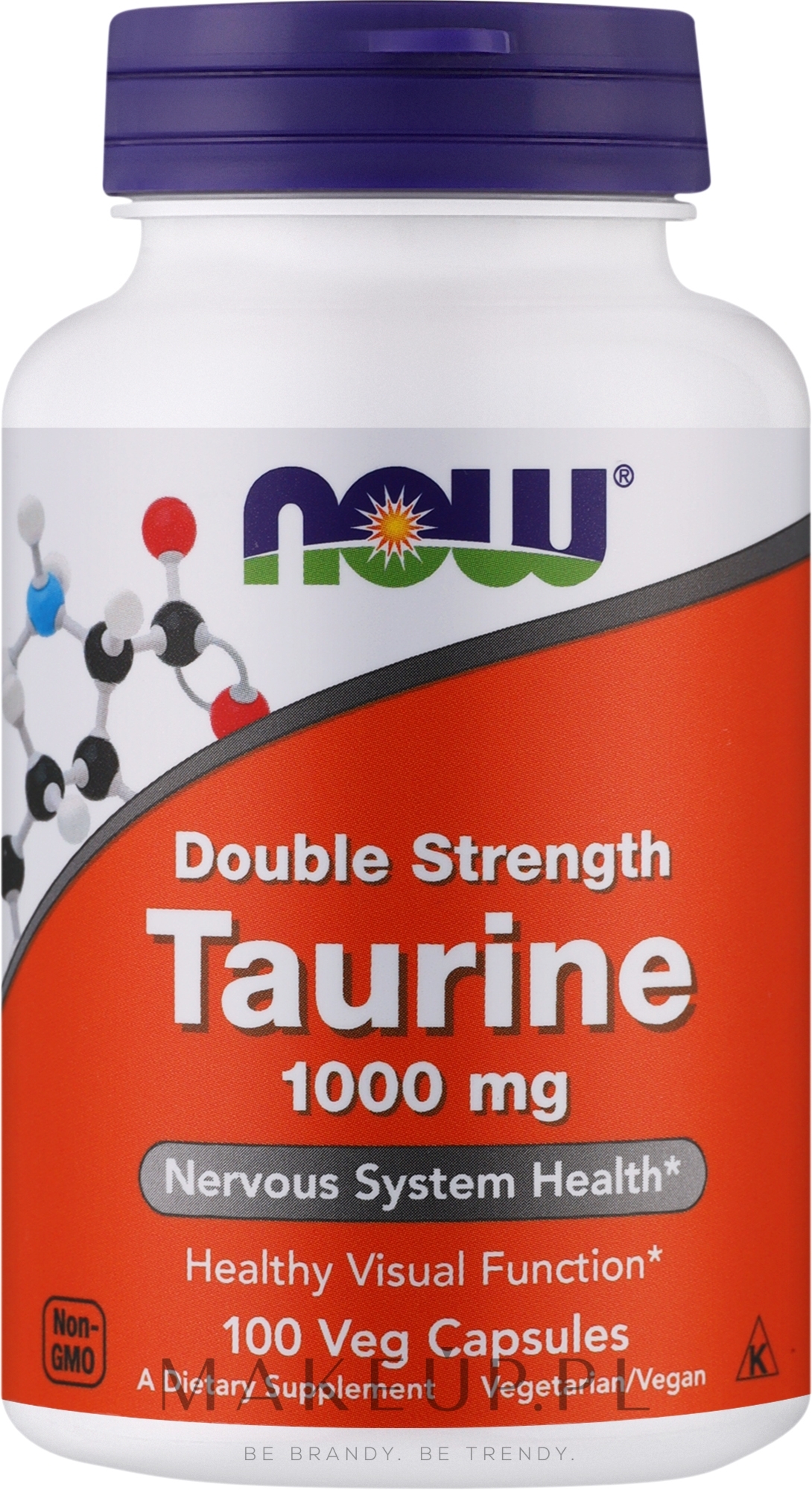 Aminokwas Tauryna, 1000 mg - Now Foods Taurine 1000mg Double Strength Veg Capsules — Zdjęcie 100 szt.
