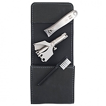 Zestaw do manicure, 7x8x2,5 cm, czarny - Erbe Solingen Manicure Pocket Case Hunter — Zdjęcie N1