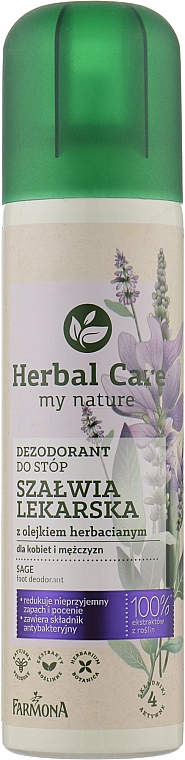 Dezodorant do stóp Szałwia lekarska z olejkiem herbacianym - Farmona Herbal Care Dezodorant — Zdjęcie N1