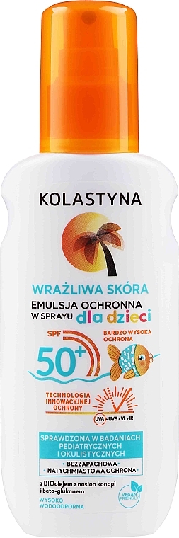 Ochronny spray przeciwsłoneczny dla dzieci do skóry wrażliwej SPF 50+ - Kolastyna Kids Sensitive Skin SPF50 — Zdjęcie N1