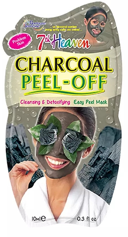 Maseczka w płachcie na twarz z węglem drzewnym - 7th Heaven Charcoal Peel Off Mask — Zdjęcie N1