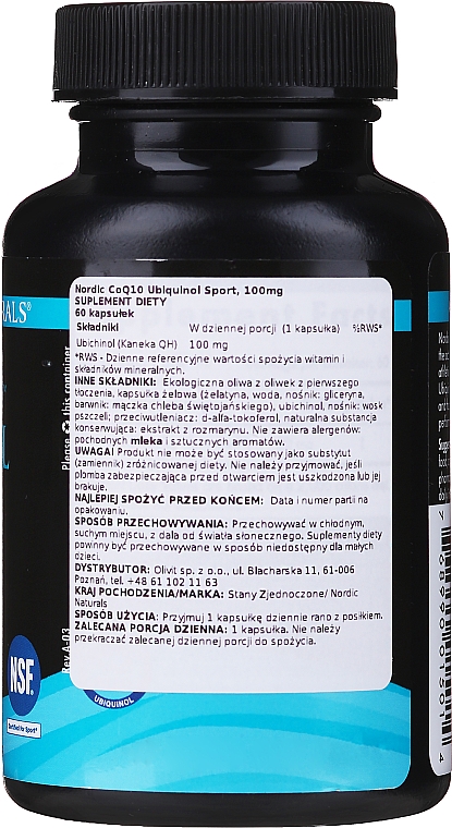 Suplement diety dla sportowców, 100 mg - Nordic Naturals CoQ10 Ubiquinol Sport — Zdjęcie N2